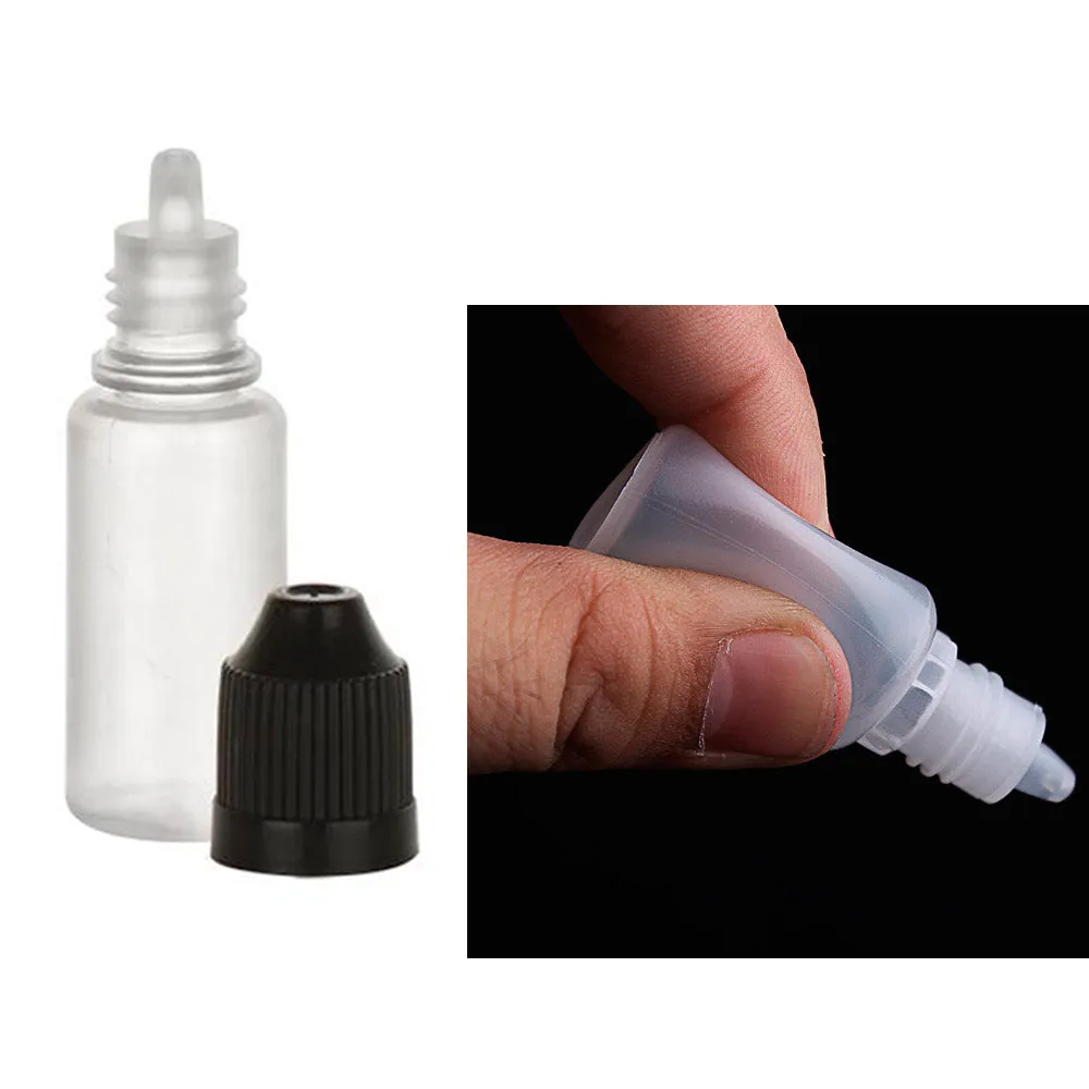 100 Empty Plastic Dropper Bottles Squeezable Tip 10ml Eye Liquid Dropper LDPE