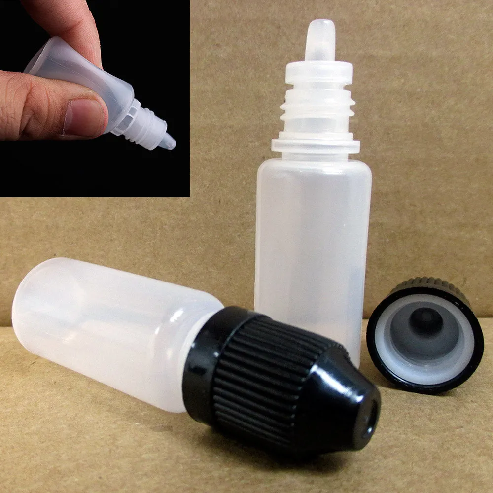 100 Empty Plastic Dropper Bottles Squeezable Tip 10ml Eye Liquid Dropper LDPE