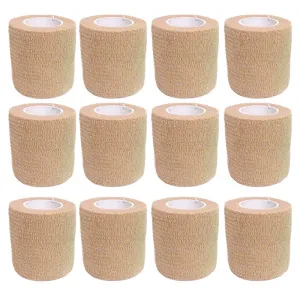 12 Pc Sports Tape Self Adhering Bandages 2" x 2yd Athletic Stretch Wrap Adherent