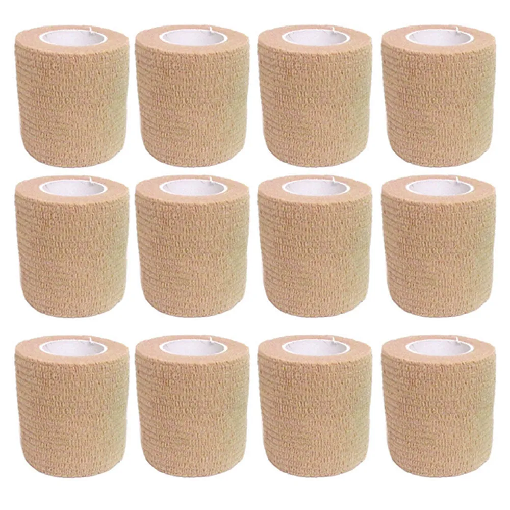 12 Pc Sports Tape Self Adhering Bandages 2" x 2yd Athletic Stretch Wrap Adherent