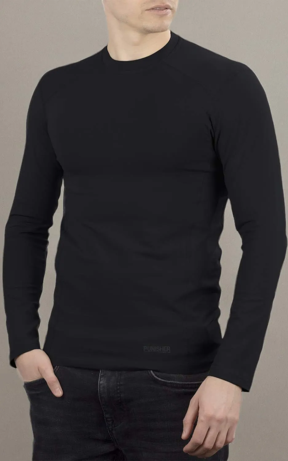 281Z Mens Military Stretch Cotton Long Sleeve T-Shirt - Tactical Hiking Outdoor Undershirt - Punisher Combat Line