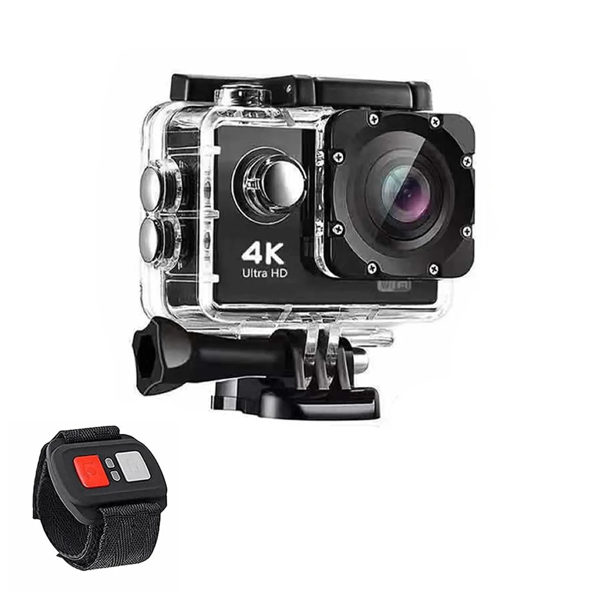 4K Action Pro Waterproof All Digital UHD WiFi Camera   RF Remote And Accessories