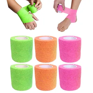 6 Self Adhesive Sports Wrap Bandage Gauze Elastic Adherent Tape First Aid Kit