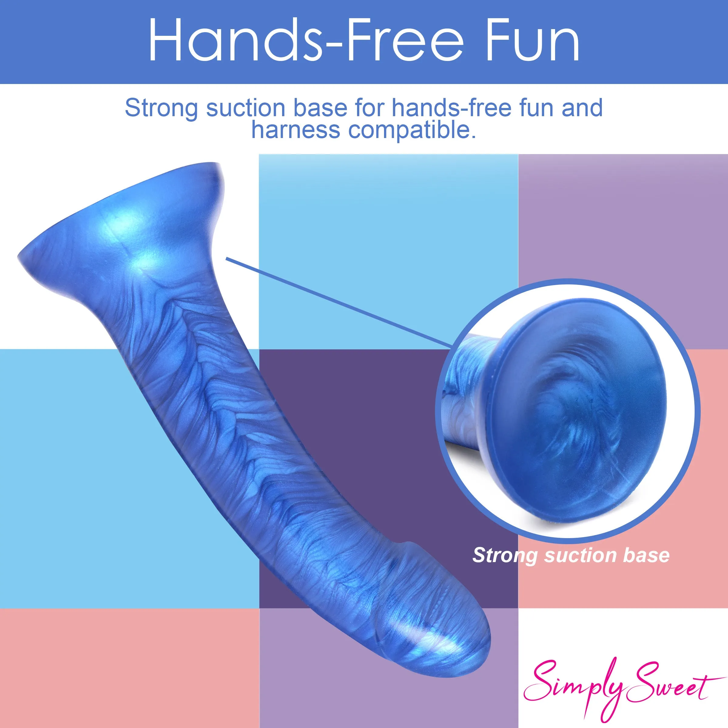 7" Metallic Silicone Dildo - Blue