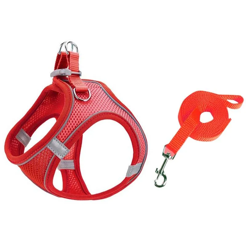 Breathable Reflective Pet Chest Strap Vest With Traction Rope Xxxs