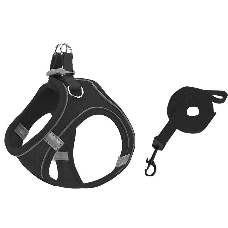 Breathable Reflective Pet Chest Strap Vest With Traction Rope Xxxs