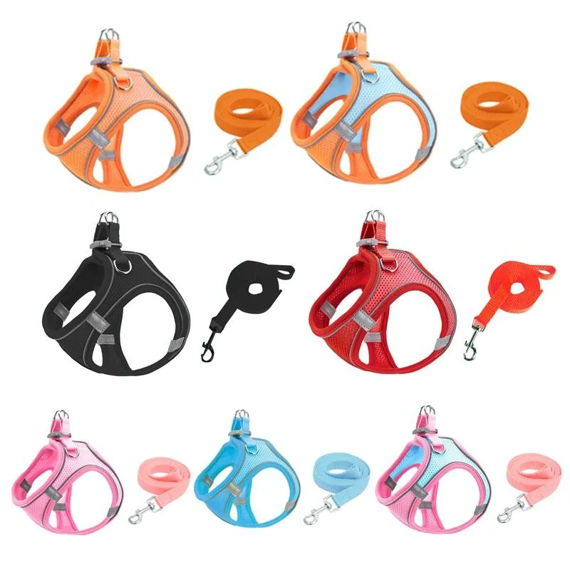 Breathable Reflective Pet Chest Strap Vest With Traction Rope Xxxs