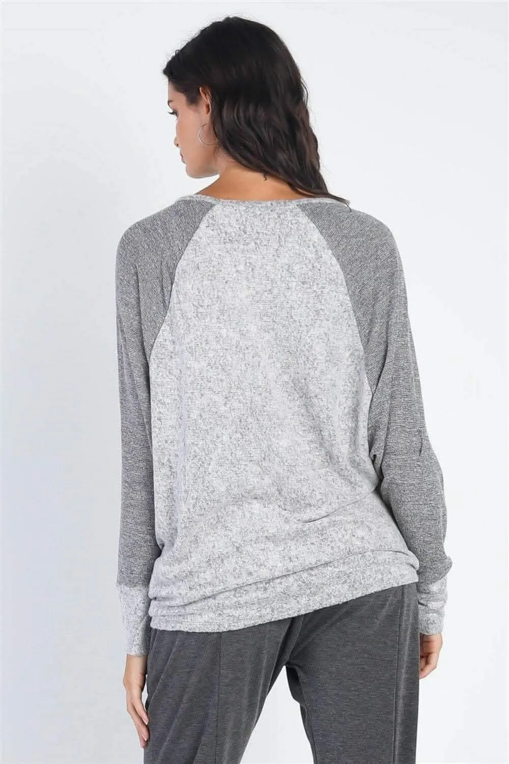 Cherish Apparel grey contrast top