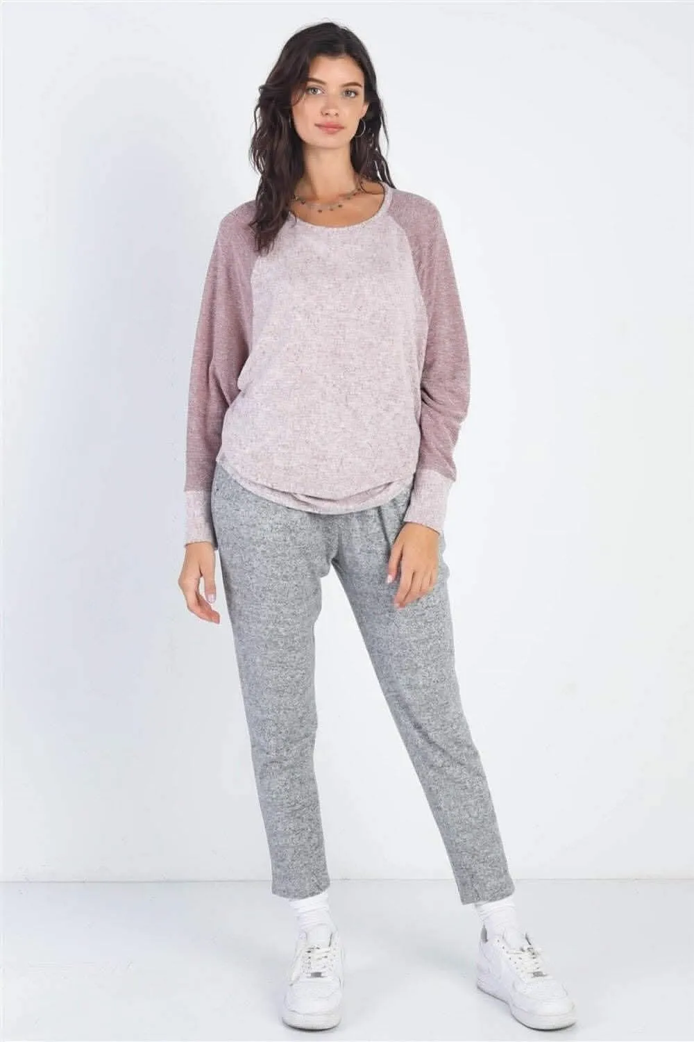 Cherish Apparel grey contrast top