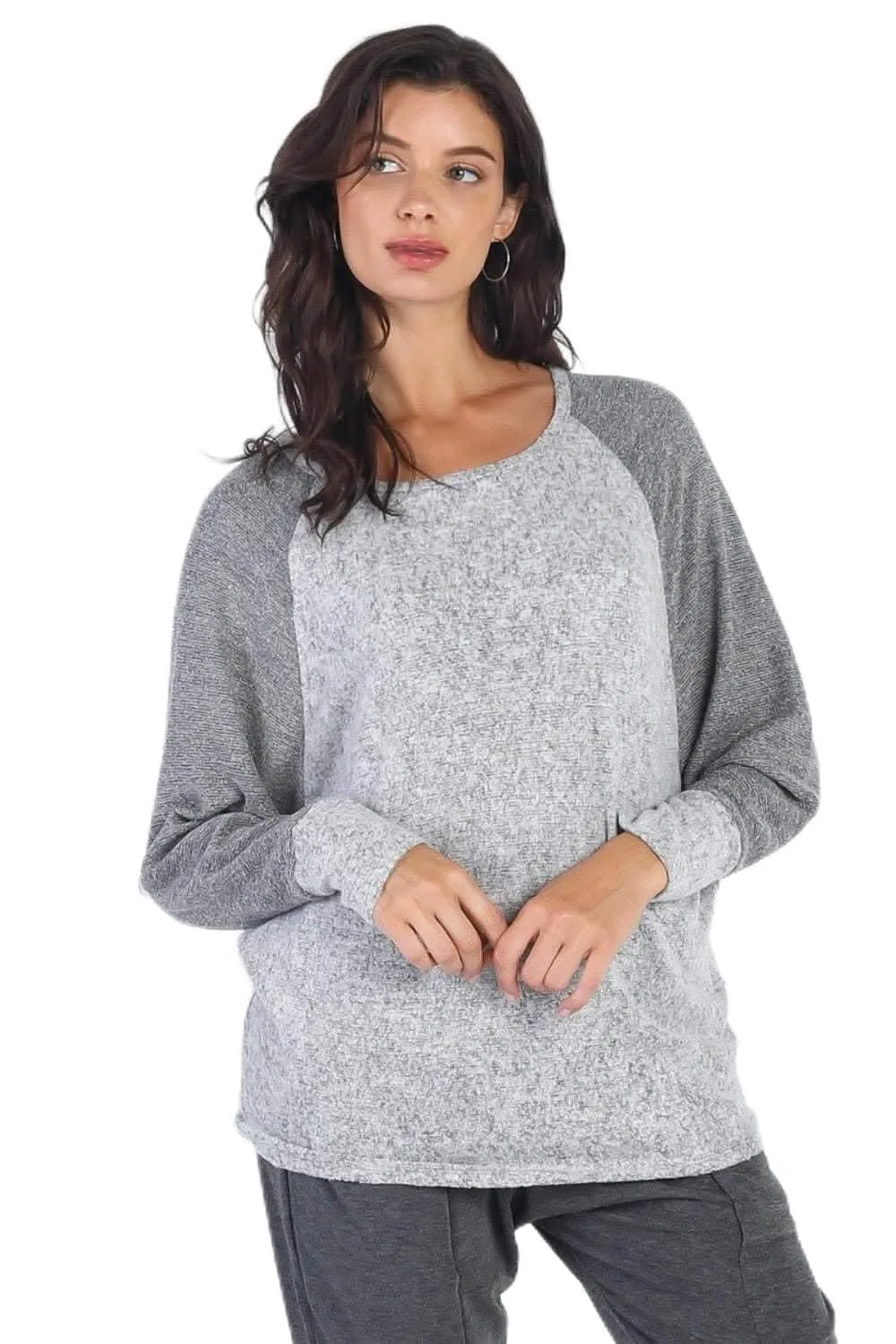Cherish Apparel grey contrast top