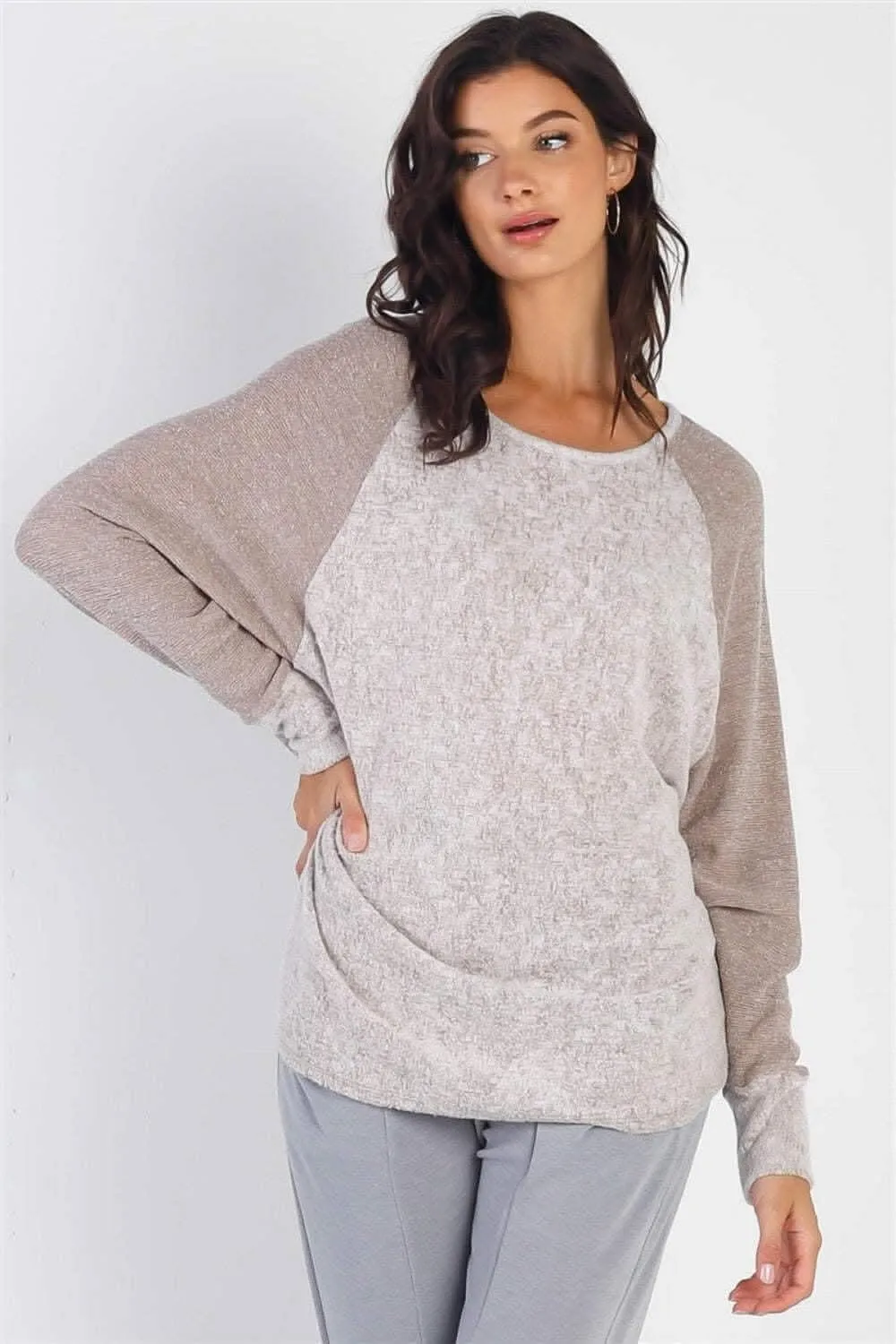 Cherish Apparel grey contrast top