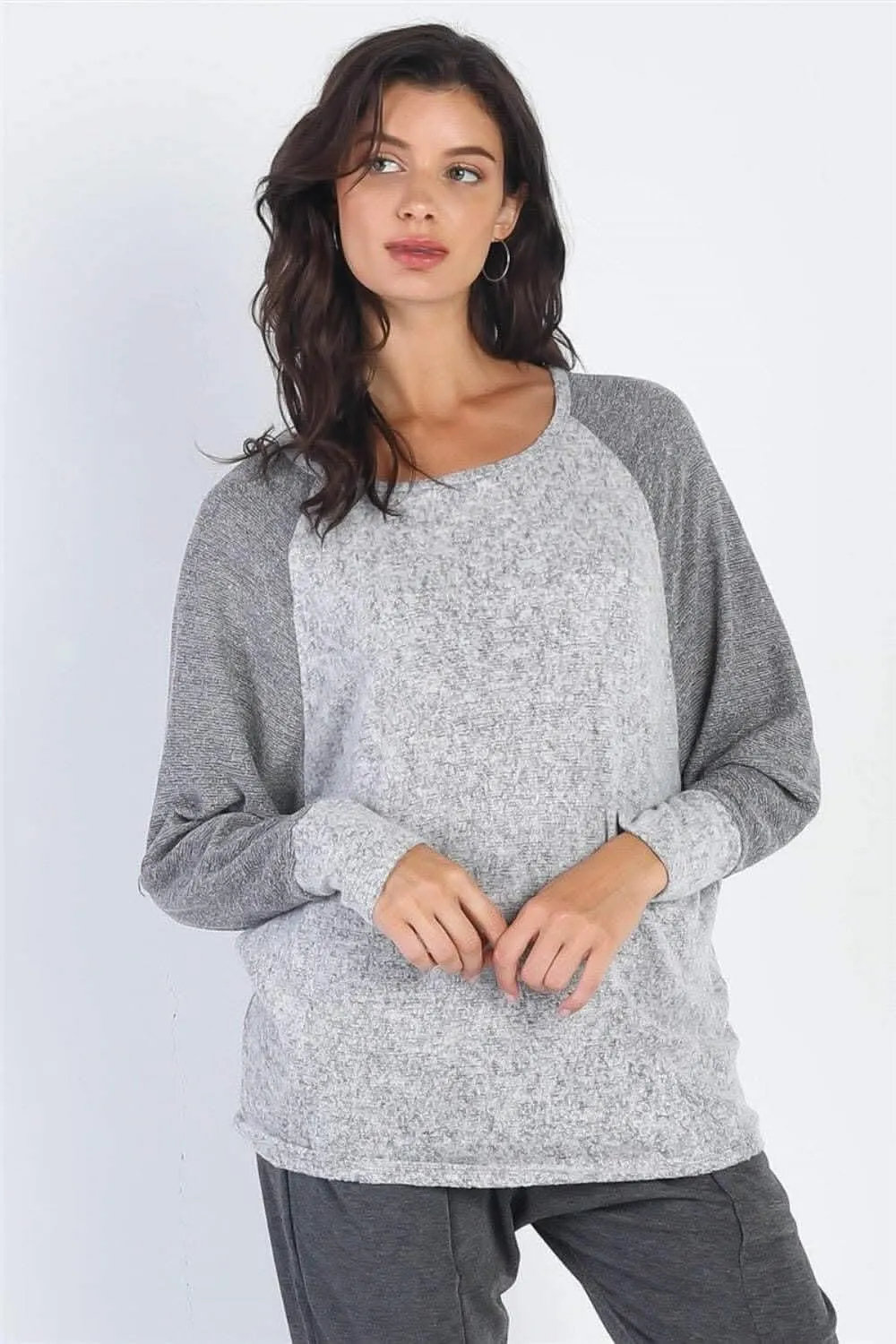 Cherish Apparel grey contrast top