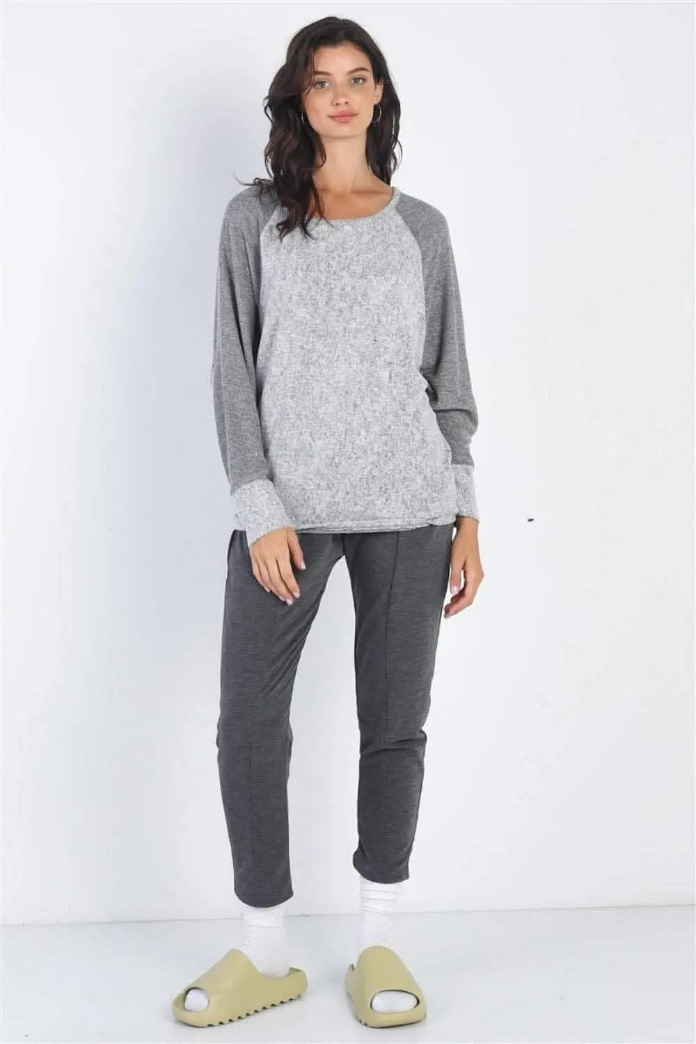 Cherish Apparel grey contrast top