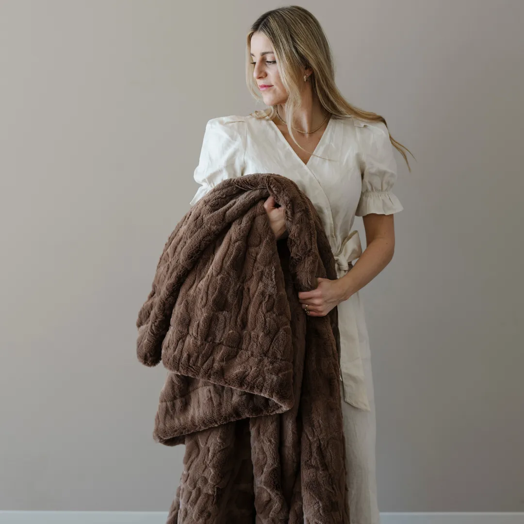 PATTERNED FAUX FUR THROW BLANKETS