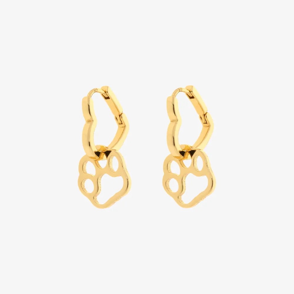 Pura Vida Bracelets Paw Heart Hoop Earrings - Gold