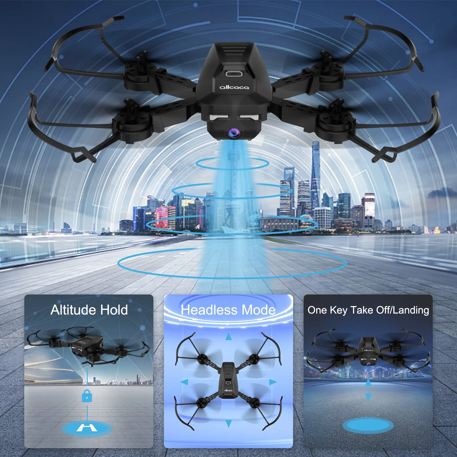 RC Drone with 1080P Camera for Kids Adults Beginner  RC Foldable Quadcopter with Four-Way Obstacle Avoidance, Waypoint Fly, Altitude Hold, 360 flips stunt, Headless Mode