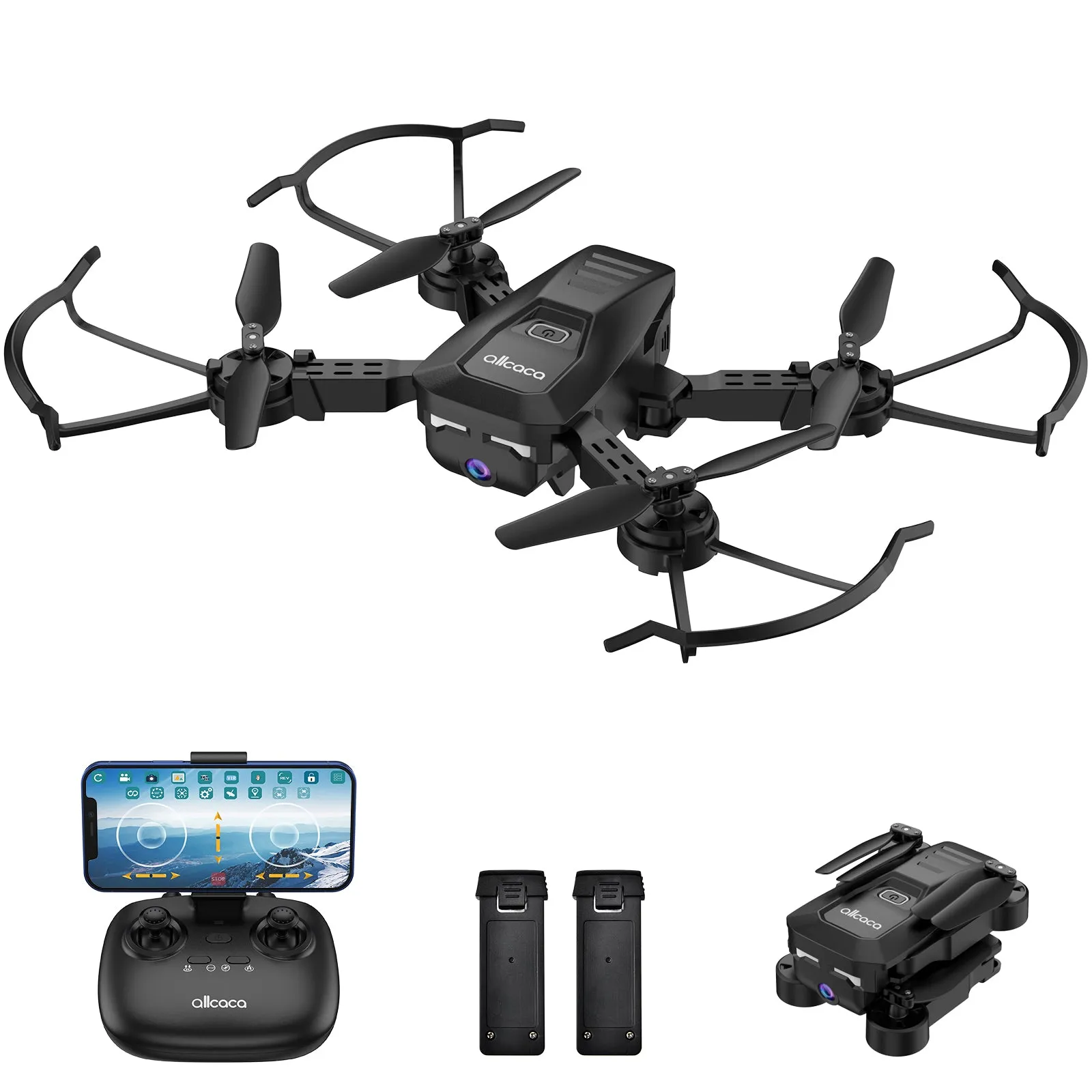 RC Drone with 1080P Camera for Kids Adults Beginner  RC Foldable Quadcopter with Four-Way Obstacle Avoidance, Waypoint Fly, Altitude Hold, 360 flips stunt, Headless Mode