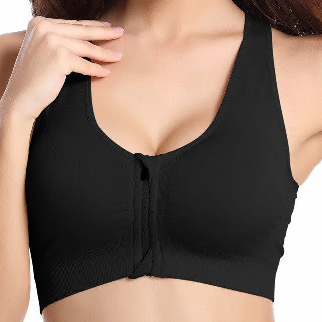 Women Zipper Push Up Sports Bras, Gym Fitness Athletic Running Yoga Vest Sports Tops